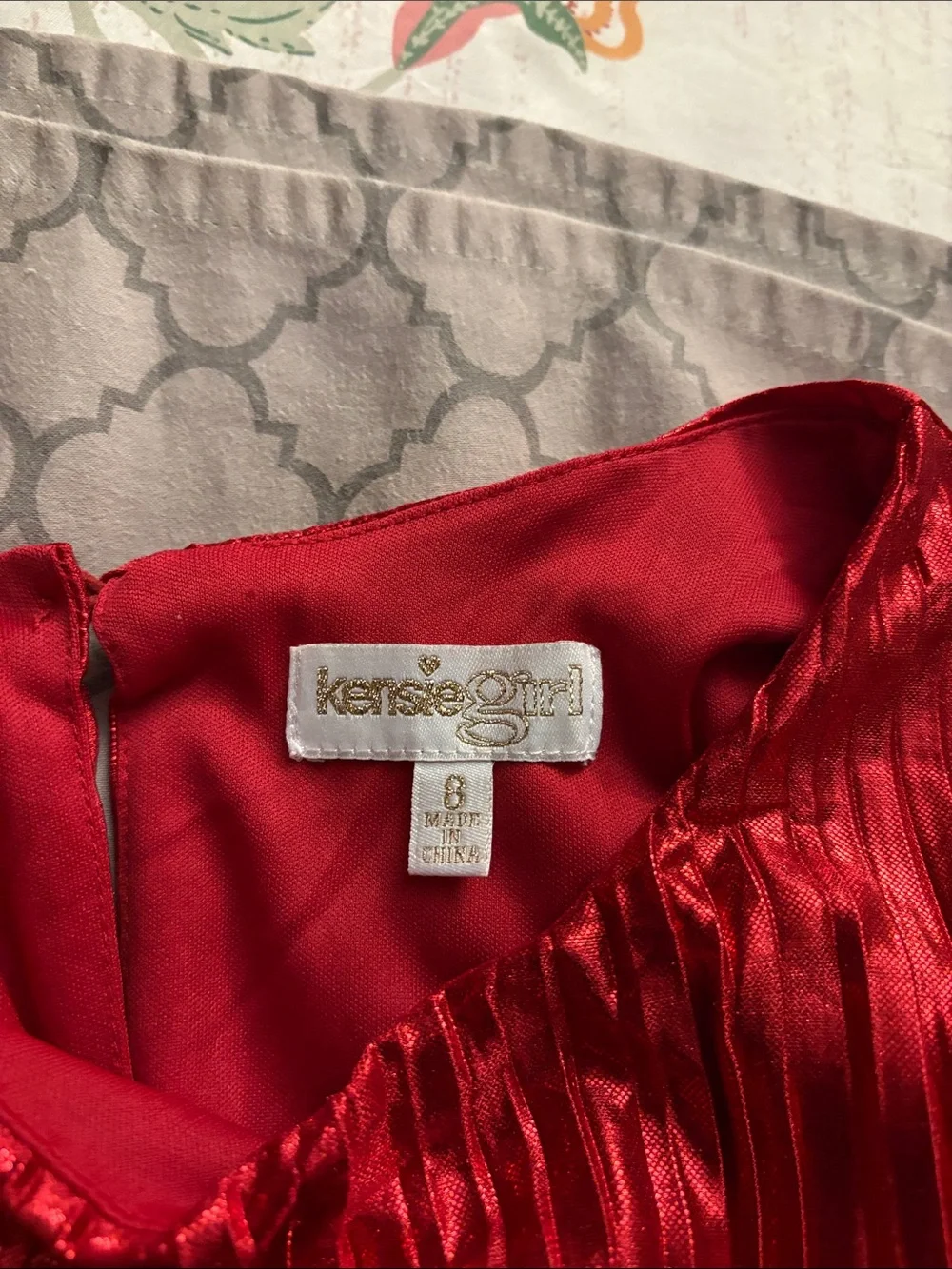Kensie Metallic Red Pleated Cold-Shoulder Jumpsuit